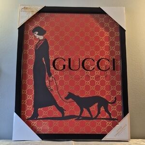 Woman Walking Dog On A Leash Lux Wall Art